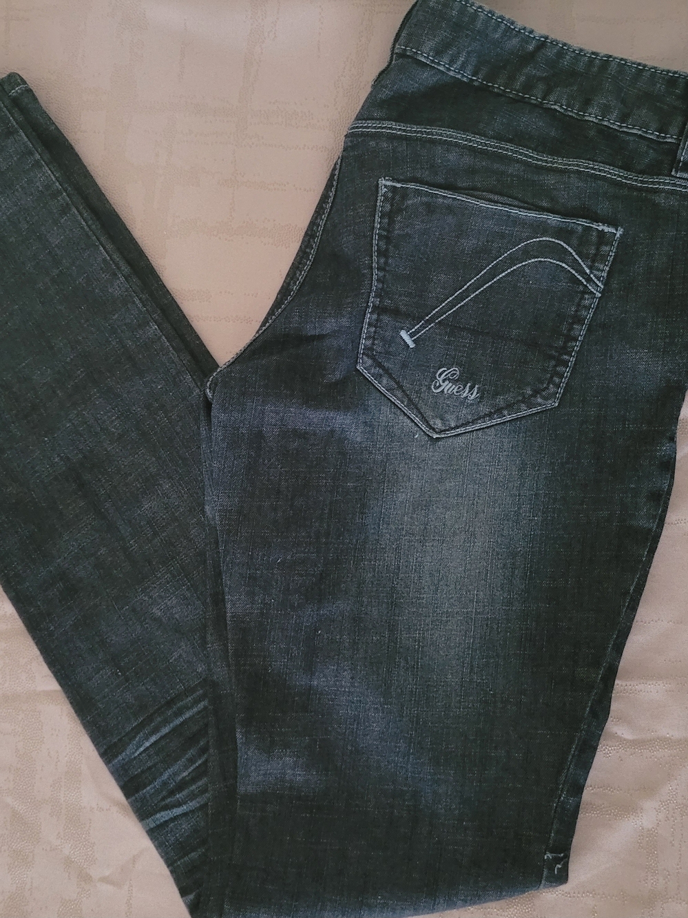 Guess Women's Black-Blue Skinny Jeans with Signature Back Pocket